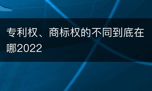 专利权、商标权的不同到底在哪2022