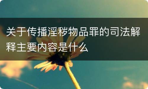关于传播淫秽物品罪的司法解释主要内容是什么