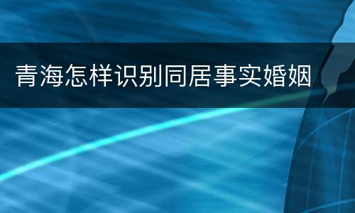 青海怎样识别同居事实婚姻