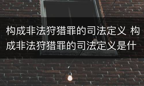 构成非法狩猎罪的司法定义 构成非法狩猎罪的司法定义是什么