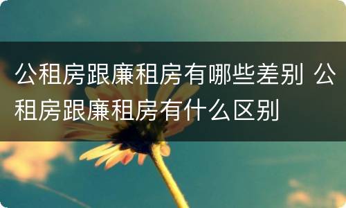 公租房跟廉租房有哪些差别 公租房跟廉租房有什么区别
