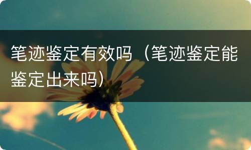 笔迹鉴定有效吗（笔迹鉴定能鉴定出来吗）