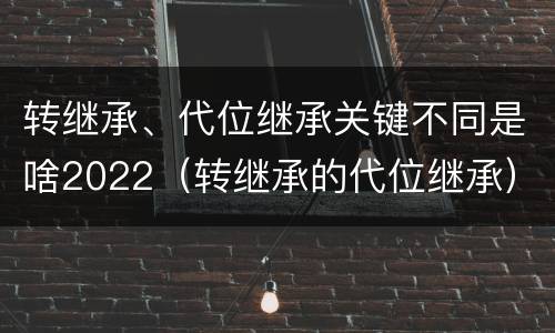 转继承、代位继承关键不同是啥2022（转继承的代位继承）