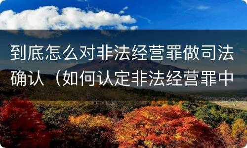 到底怎么对非法经营罪做司法确认（如何认定非法经营罪中的非法经营）