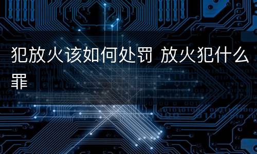 犯放火该如何处罚 放火犯什么罪