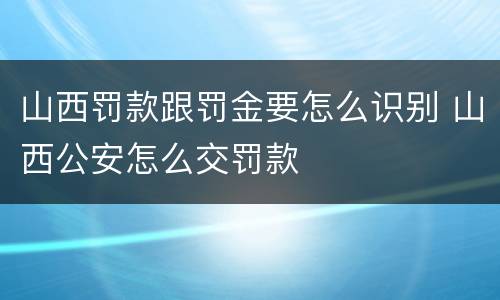 山西罚款跟罚金要怎么识别 山西公安怎么交罚款