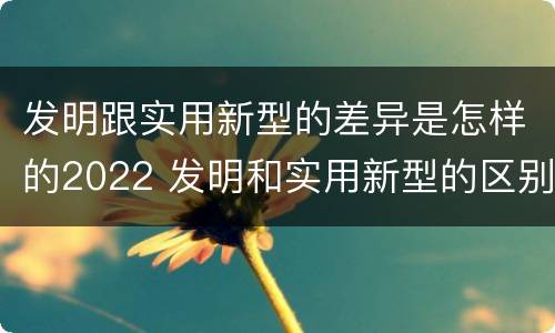 发明跟实用新型的差异是怎样的2022 发明和实用新型的区别和联系有什么