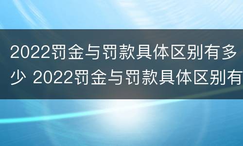 2022罚金与罚款具体区别有多少 2022罚金与罚款具体区别有多少种
