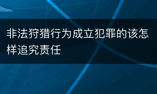 非法狩猎行为成立犯罪的该怎样追究责任