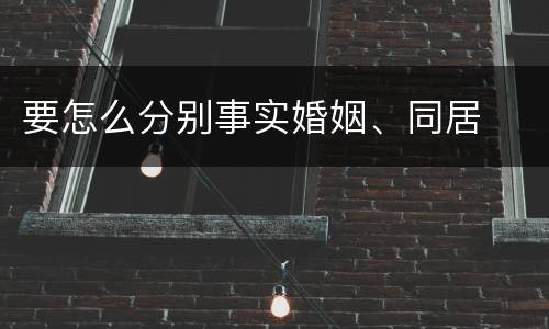 要怎么分别事实婚姻、同居