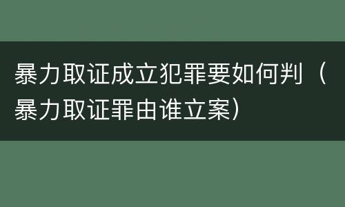 暴力取证成立犯罪要如何判（暴力取证罪由谁立案）