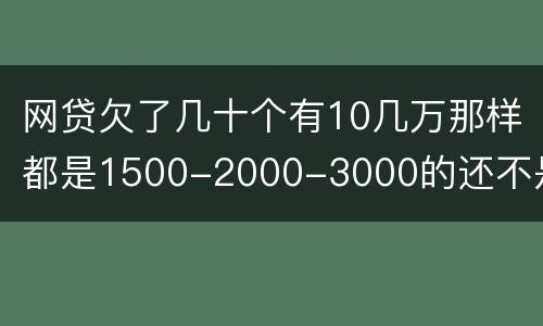 网贷欠了几十个有10几万那样都是1500-2000-3000的还不是怎么办
