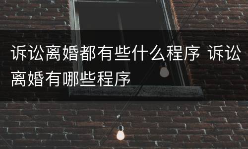 诉讼离婚都有些什么程序 诉讼离婚有哪些程序