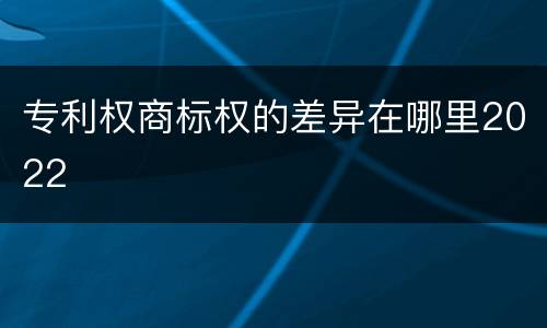 专利权商标权的差异在哪里2022