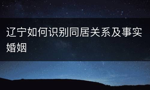 辽宁如何识别同居关系及事实婚姻
