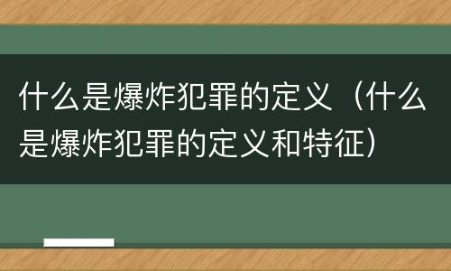 什么是爆炸犯罪的定义（什么是爆炸犯罪的定义和特征）