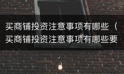 买商铺投资注意事项有哪些（买商铺投资注意事项有哪些要求）