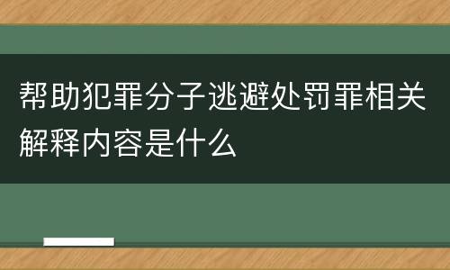 帮助犯罪分子逃避处罚罪相关解释内容是什么