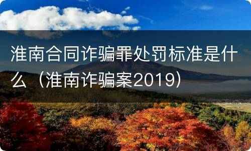 淮南合同诈骗罪处罚标准是什么（淮南诈骗案2019）