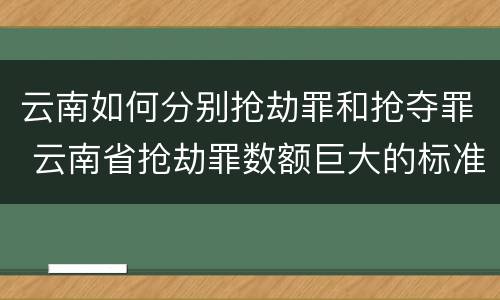 云南如何分别抢劫罪和抢夺罪 云南省抢劫罪数额巨大的标准