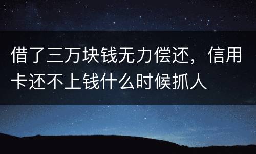 借了三万块钱无力偿还，信用卡还不上钱什么时候抓人