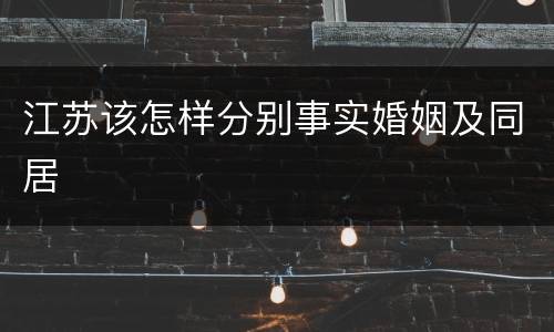 江苏该怎样分别事实婚姻及同居