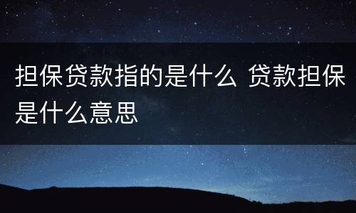 担保贷款指的是什么 贷款担保是什么意思