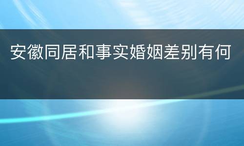 安徽同居和事实婚姻差别有何