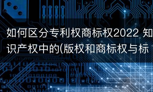 如何区分专利权商标权2022 知识产权中的(版权和商标权与标准