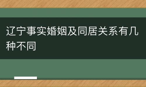 辽宁事实婚姻及同居关系有几种不同