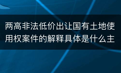 两高非法低价出让国有土地使用权案件的解释具体是什么主要规定