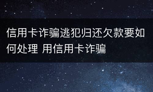 信用卡诈骗逃犯归还欠款要如何处理 用信用卡诈骗