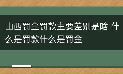 山西罚金罚款主要差别是啥 什么是罚款什么是罚金