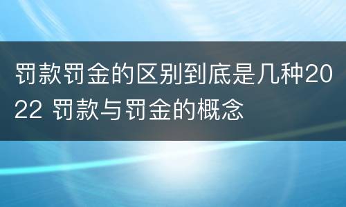 罚款罚金的区别到底是几种2022 罚款与罚金的概念