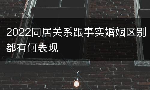 2022同居关系跟事实婚姻区别都有何表现