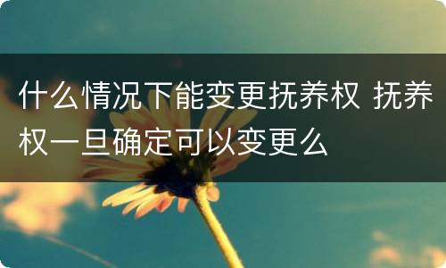 什么情况下能变更抚养权 抚养权一旦确定可以变更么