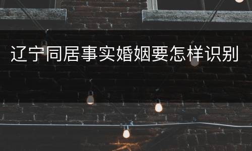 辽宁同居事实婚姻要怎样识别