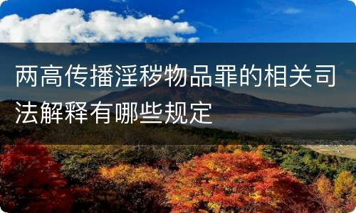 两高传播淫秽物品罪的相关司法解释有哪些规定