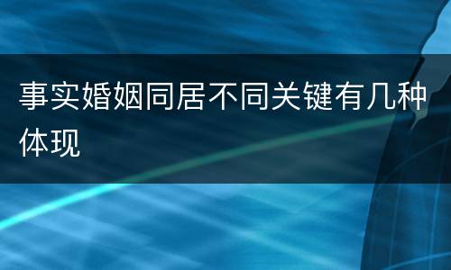 事实婚姻同居不同关键有几种体现