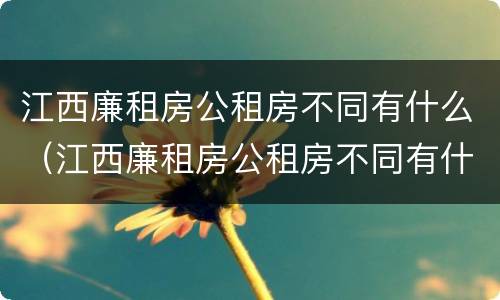 江西廉租房公租房不同有什么（江西廉租房公租房不同有什么区别）