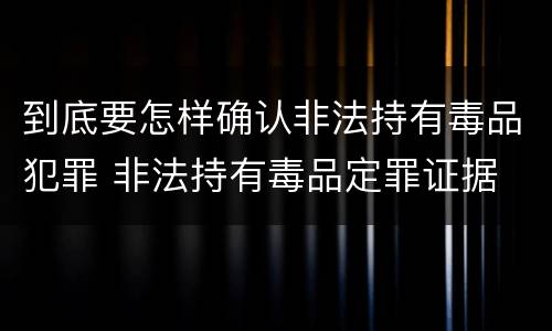 到底要怎样确认非法持有毒品犯罪 非法持有毒品定罪证据