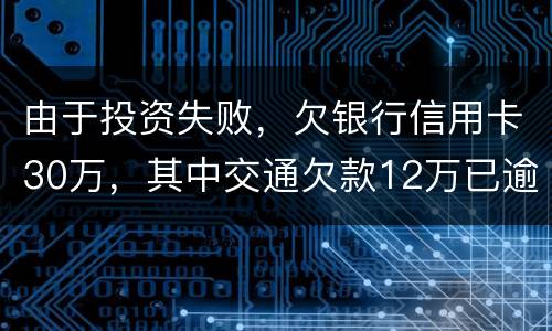 由于投资失败，欠银行信用卡30万，其中交通欠款12万已逾期将被起诉会不坐牢