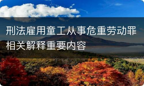 刑法雇用童工从事危重劳动罪相关解释重要内容