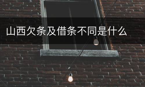 山西欠条及借条不同是什么