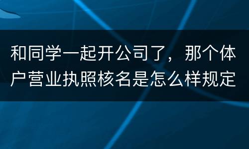 和同学一起开公司了，那个体户营业执照核名是怎么样规定的