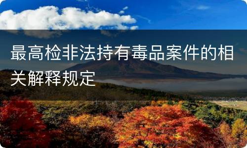 最高检非法持有毒品案件的相关解释规定