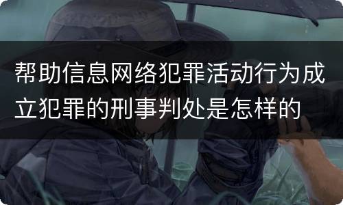 帮助信息网络犯罪活动行为成立犯罪的刑事判处是怎样的