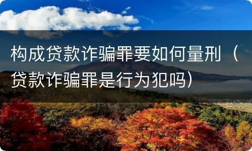 构成贷款诈骗罪要如何量刑（贷款诈骗罪是行为犯吗）