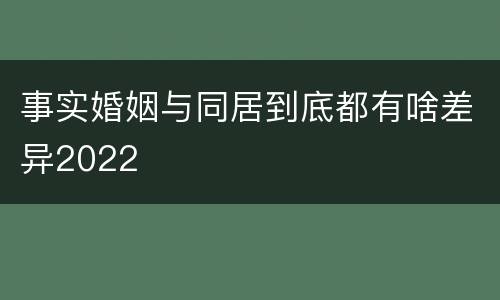 事实婚姻与同居到底都有啥差异2022