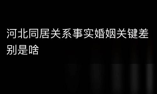 河北同居关系事实婚姻关键差别是啥